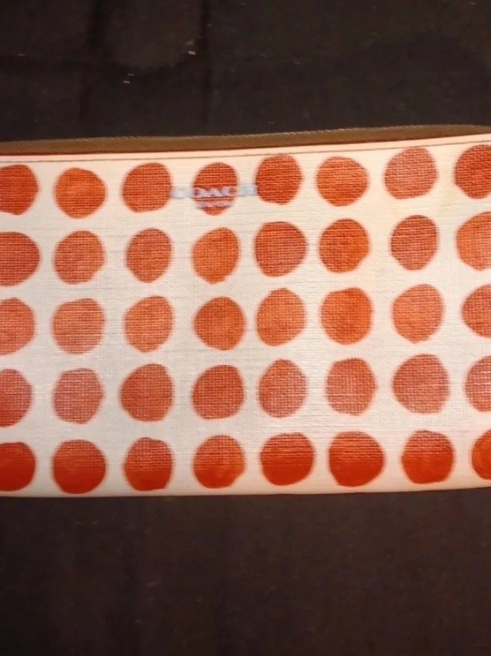 Coach RED & White Bleeker Polka Dot Coated Canvas Wristlet
